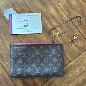 Louis Vuitton Neverfull MM GM Pouch Wristlet Pink